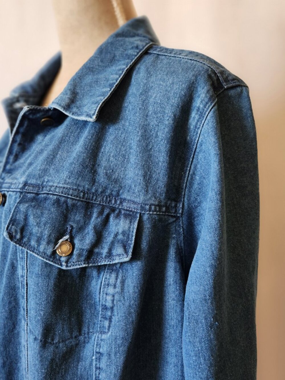 Jessica London Women's Plus 20W Long Sleeve Button Down Long Blue Denim Jacket - Picture 8 of 15